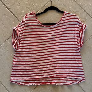 Banana Republic Red and White Striped Short Sleeve Tee